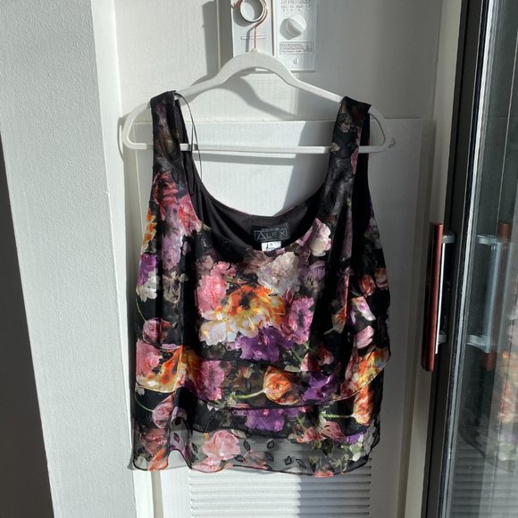 Two Piece Floral Alex Evenings Women's Dress Top - Picture 3 of 5